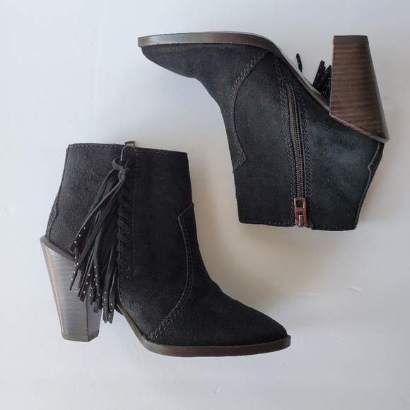 Coach Shoes - Coach Westyn Fringe Boots Black Suede Booties 5